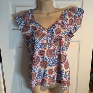 NWT JCrew Flora Ruffle V Nexk Top XS